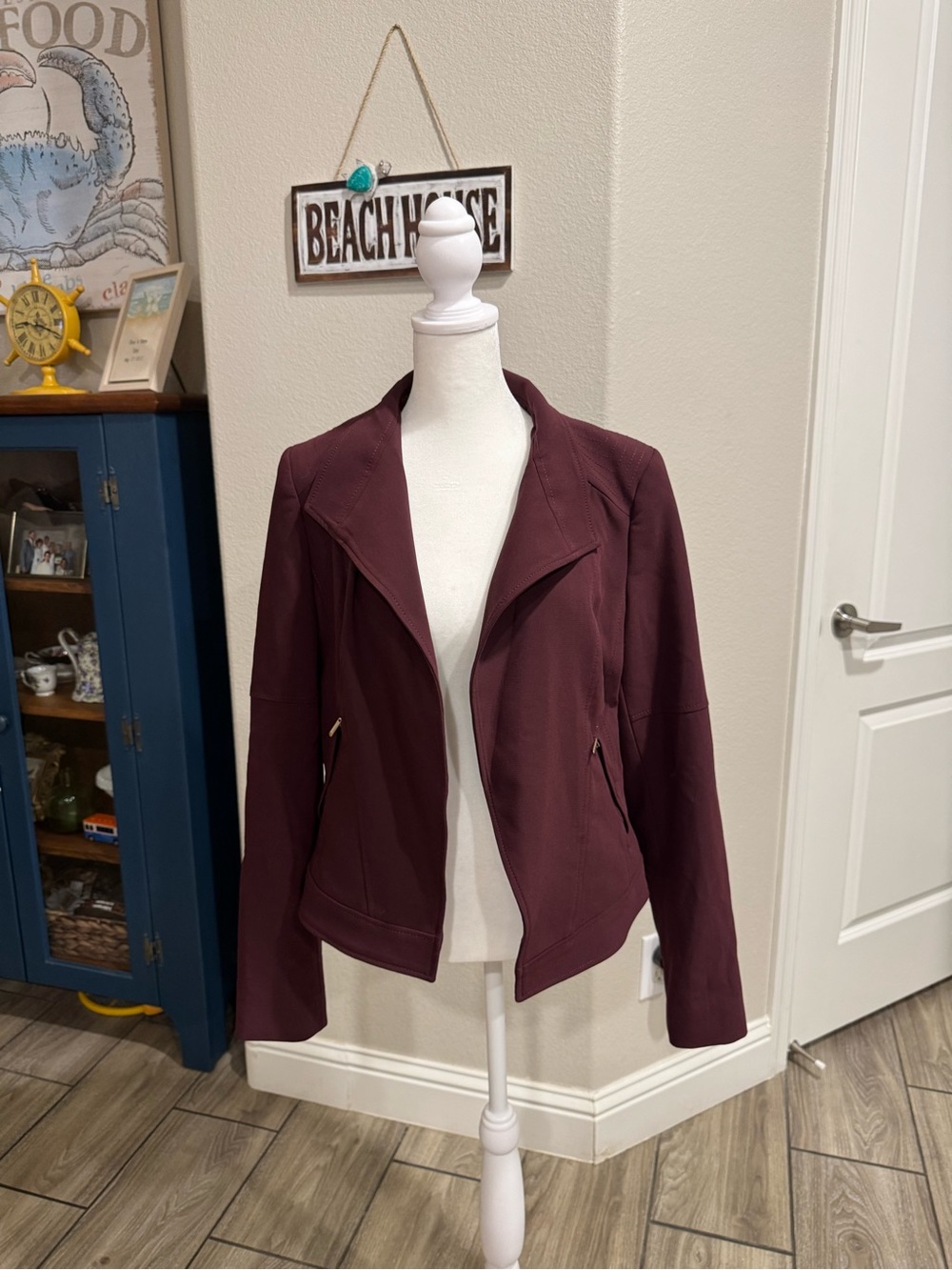 White House Black Market Burgundy Blazer Jacket Sz. 10